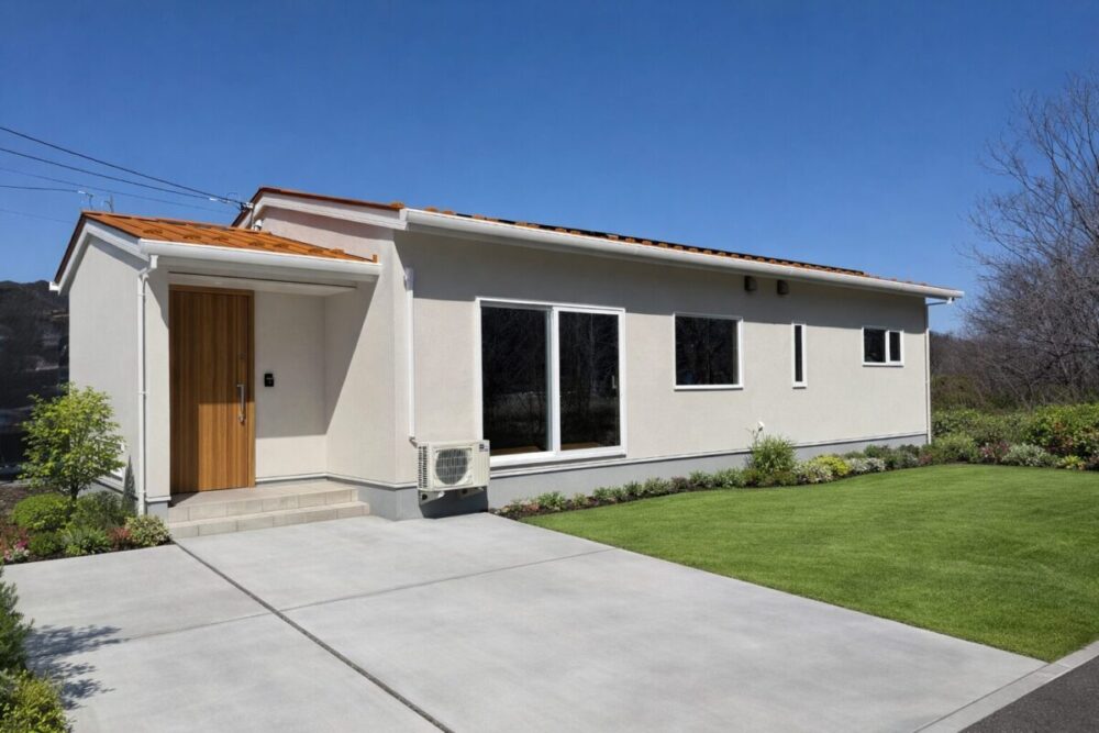 【見学会】3/7(土)～3/22(日) 富士吉田市｜HIBIKI Premium 平屋の家「塗り壁×オレンジ屋根の家」