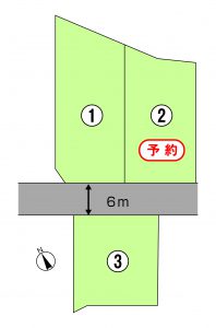 新規分譲プロジェクト　小泉3区画　南面6m道路100坪の土地