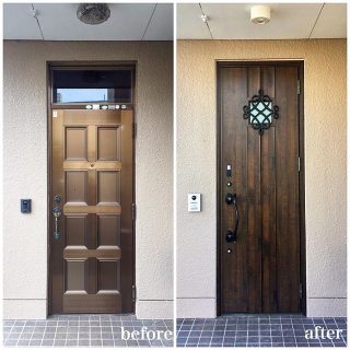 【1dayリフォーム！玄関ドア】 . 外壁や土間タイルを壊すことなく施工が可能なリフォーム用玄関ドア。