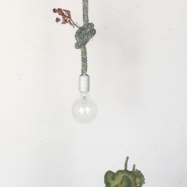 個性が光るペンダントライト。「ニットの温かさをもっと日常に」をコンセプトに展開しているライフスタイルブランドTRICOTEのニット素材の組紐を使ったペンダントライト。紐を自由に結んで高さを調整できます。結び目に一輪挿しをプラスするとまた絵になります!TRICOTE・ノットコードペンダントライト カラー;NAVY×BROWN/NAVY×YELLOW/GREEN×PINK/GRAY×YELLOW/GRAY×ORANGE/GRAY×WHITE 11,500yen+ tax※電球は付きません#tricote#pendantlight #ペンダントライト#照明器具#多肉植物#一輪挿し#試験管