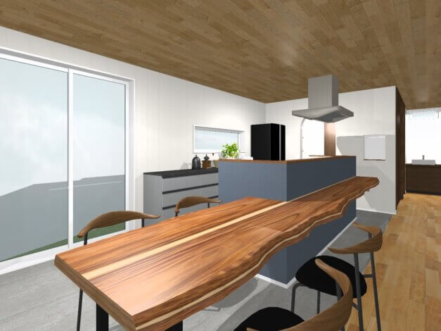 ～4.5ｍのブラックウォールナット～　一枚板のダイニングテーブル