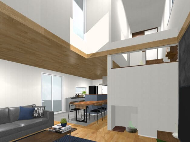 ”吹き抜け”を設けた開放的なリビング