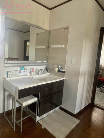 【リフォーム施工紹介69】洗面化粧台交換改修工事｜富士市