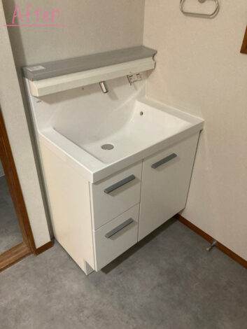 【リフォーム施工紹介73】洗面化粧台交換改修工事｜富士市